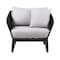 Armen Living Athos Indoor Outdoor Club Chair in Dark Eucalyptus Wood with Charcoal Rope and Gray Cushions LCATCHWDDK - alternate 6